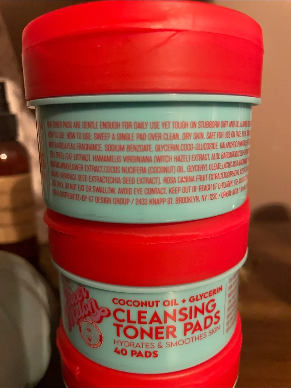 3 sealed coconut oil & glycerin cleansing toner pads, 40 count
